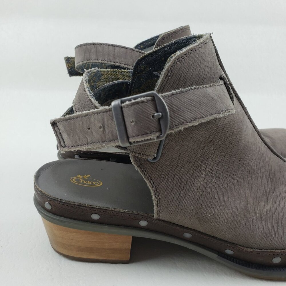 Chaco Cataluna Clog Womens 11 Nickel Gray Studded Leather Comfort Boho Bootie - Picture 10 of 16